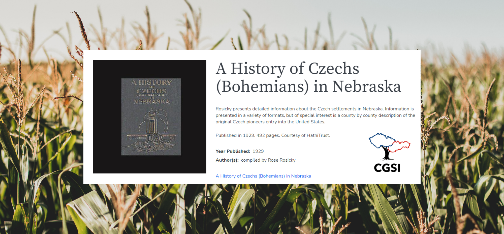 Free Online Source Spotlight A History of Czechs in Nebraska